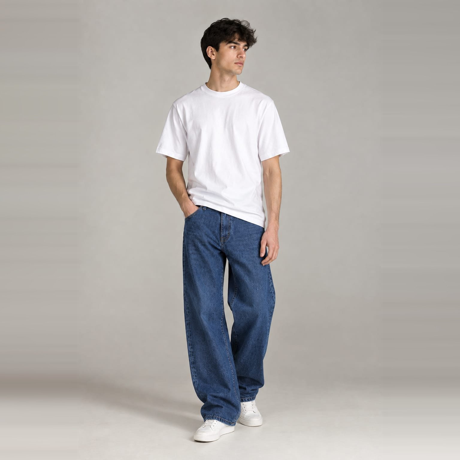 mens_dark_wash_blue_jeans_square_4x4 Banana Men's Baggy Fit Denim Jeans - Image 1
